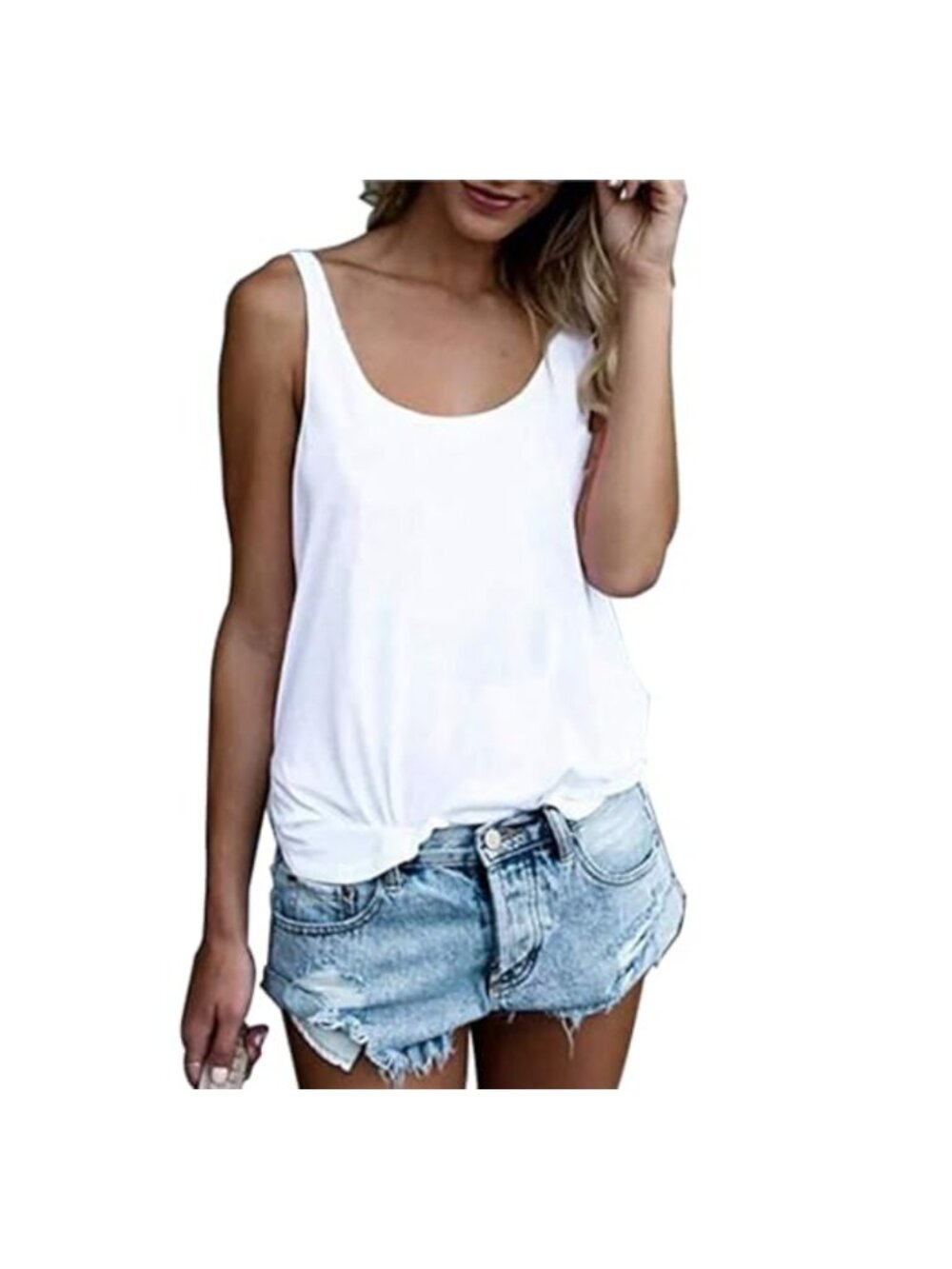 Sleeveless Summer Tunic Tank Top Loose Fit Cotton Casual
